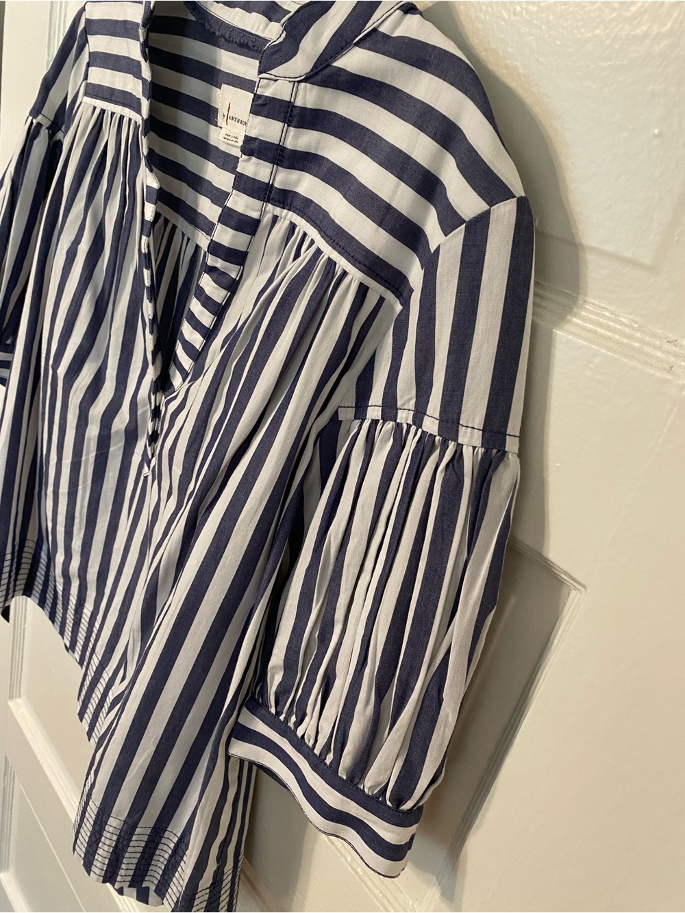 Anthropologie Darcey Popover Swing Top Navy & White Stripe - Picture 6 of 11